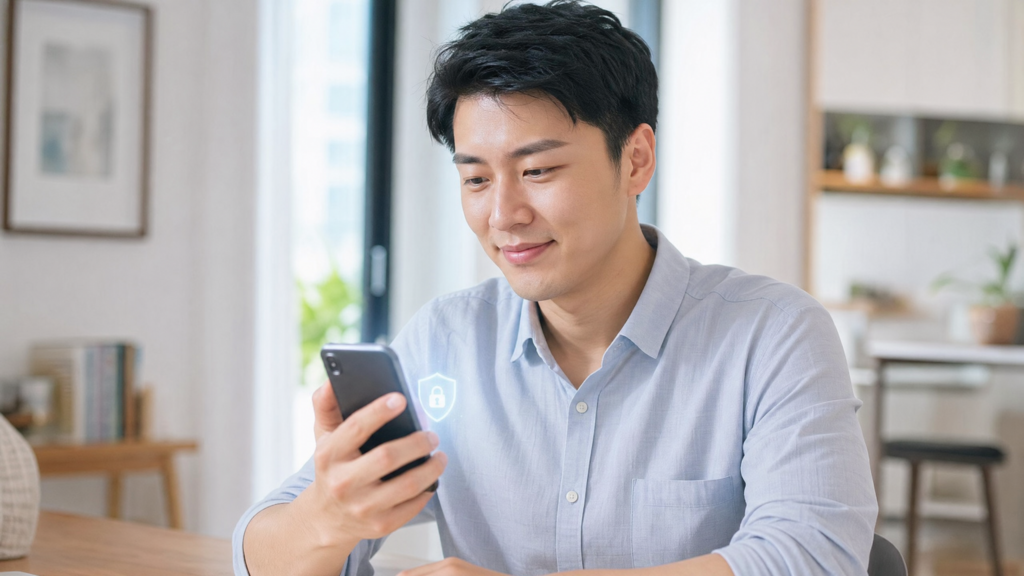 A patient in Singapore checking their medical records securely on a phone